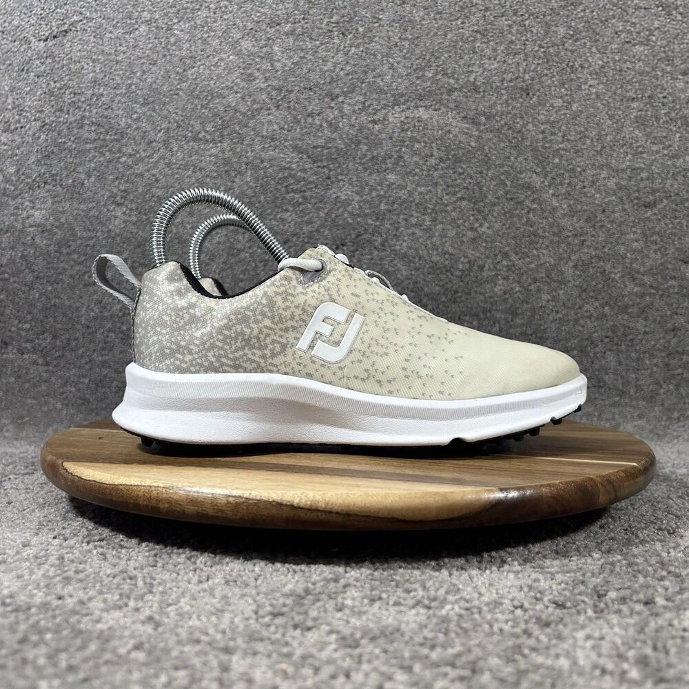Footjoy FJ Leisure Women’s Size 5 Ivory Gray Speckled Spikeless Golf Shoes Used